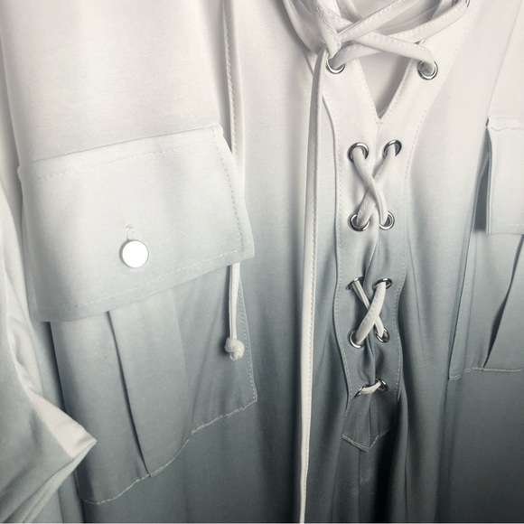 Investments - Slim Factor 3/4 Sleeve Lace Up Ombré Blouse Top Size XL Pre-Loved - Picture 5 of 11